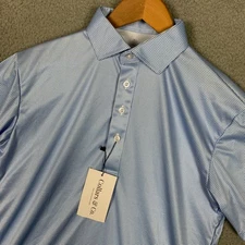 Collars & Co Dress Collar Polo Shirt Mens Small Blue Houndstooth Golf NWT $82