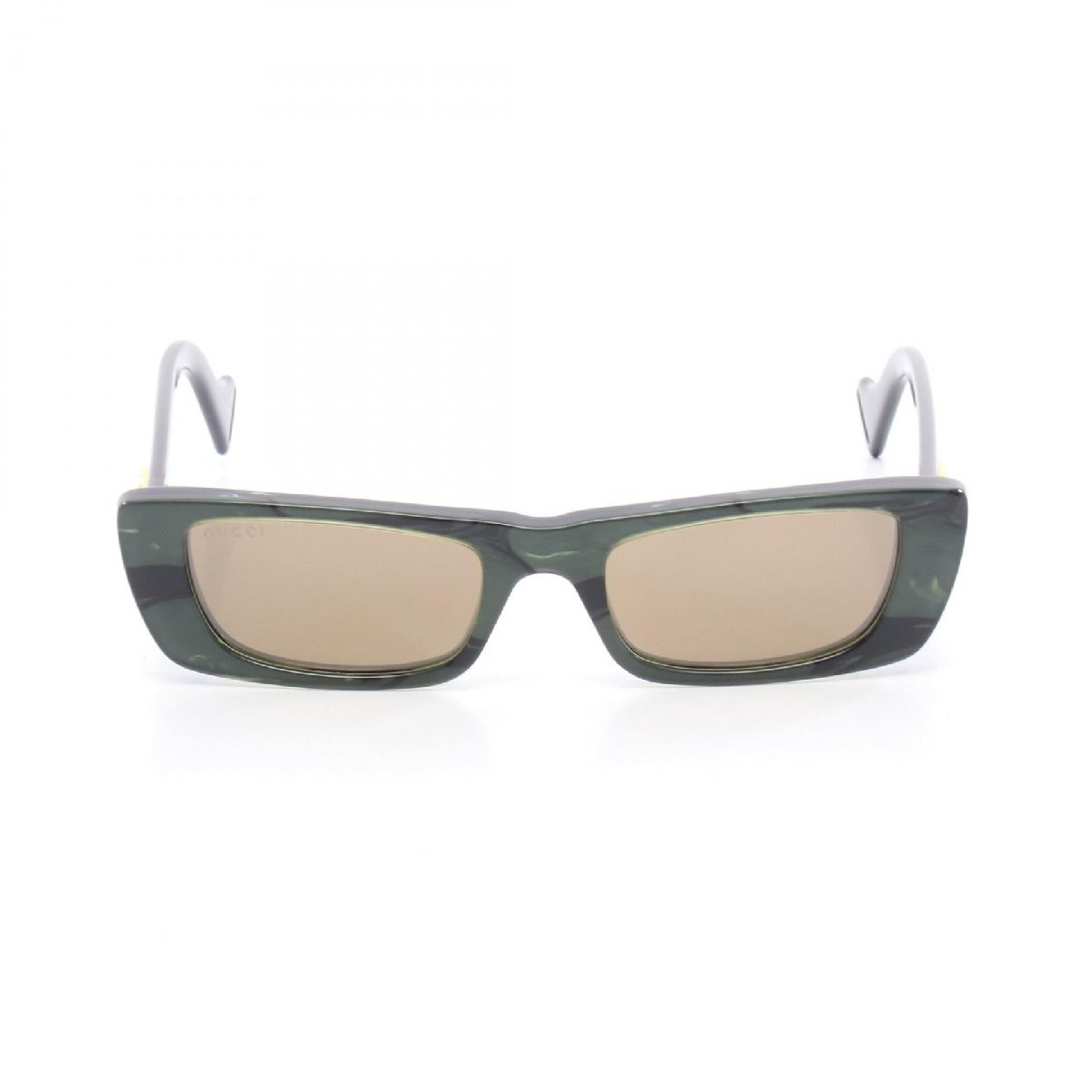 Gucci Black Green Lens Rectangular Sunglasses Gol… - image 1
