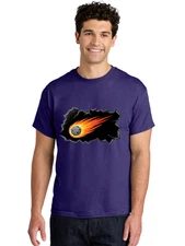 Meteor-Impact Mens Graphic Tee, 100% Cotton, Casual Summer Wear
