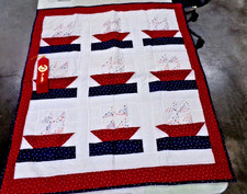 Handmade SAILBOAT QUILT Crib Baby Toddler Lap Size 37" x 32" 2009 2nd Place