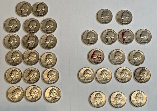 Washington Quarters 1934-1964 (33 in all!) P+D , some are AU! Final listing!