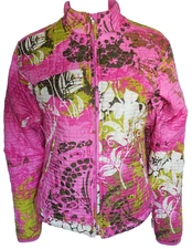Obermeyer Nylon Pink Floral Ski Style Woman Jacket size 8