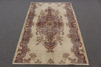 Vintage 3,8x5,7 ft Rug, Accent Turkish Rug, Brown Beige Oriental Rug