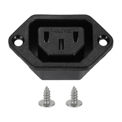 C13 Panel Mount Plug Adapter 250V AC 10A 3 Pins IEC Inlet Power Connector Socket