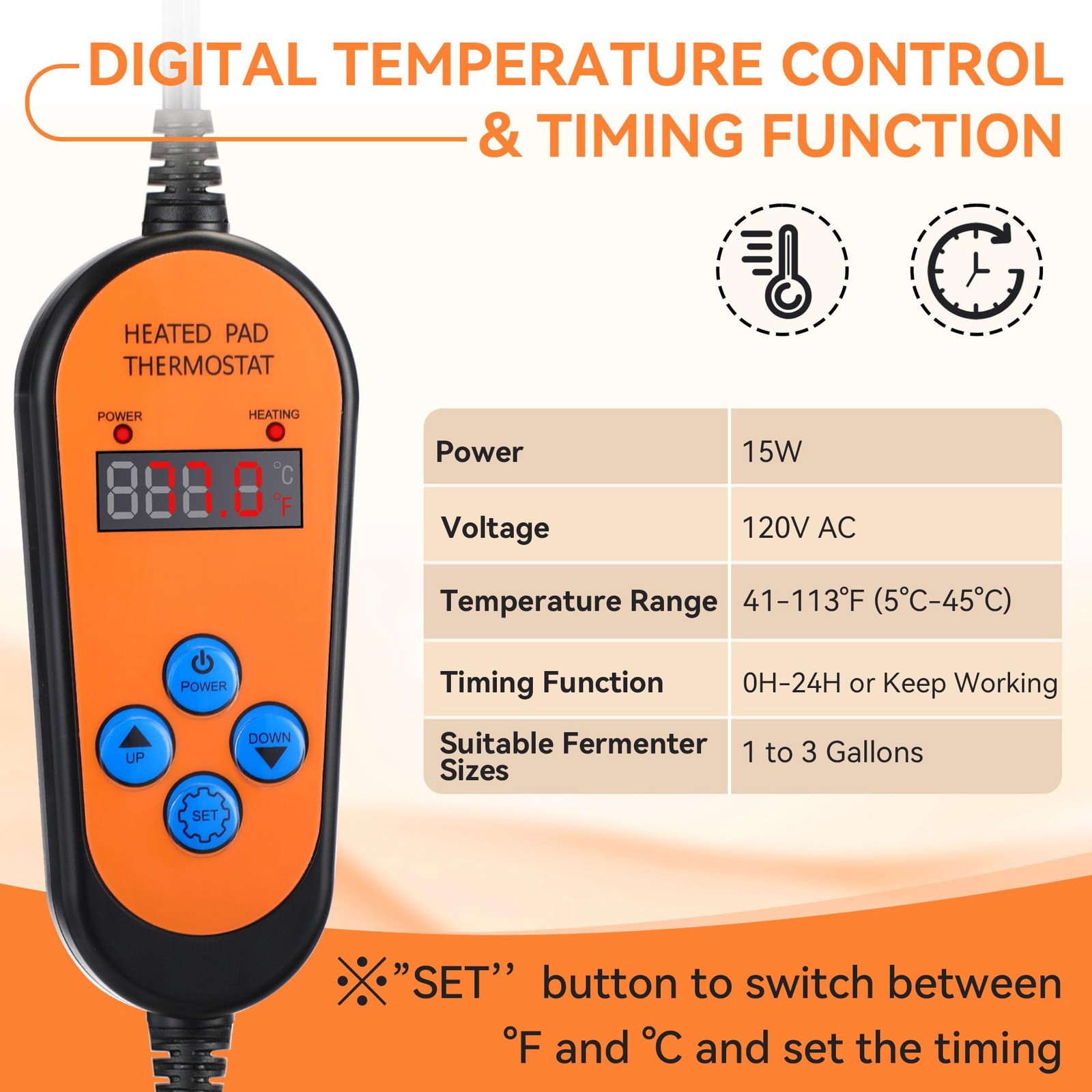 2 Pack Kombucha Heating Pad with 2 in 1 Plug, Kombucha Heating Wrap with Digi...