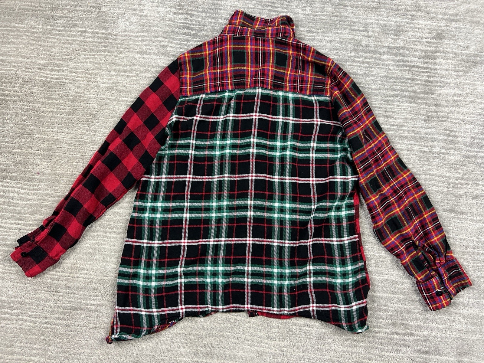 Blair Patchwork Flannel Top Multicolor Plaid Butt… - image 7