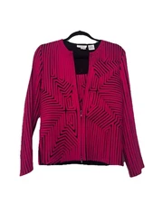 Andrea Rosati Sz 4 Red & Black 2 pc Set Geometric Jacket Blazer Sweater & Tank
