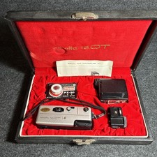 Vintage Minolta 16QT 16mm Subminiature Spy Camera w/ Case, Flash-Adapter.