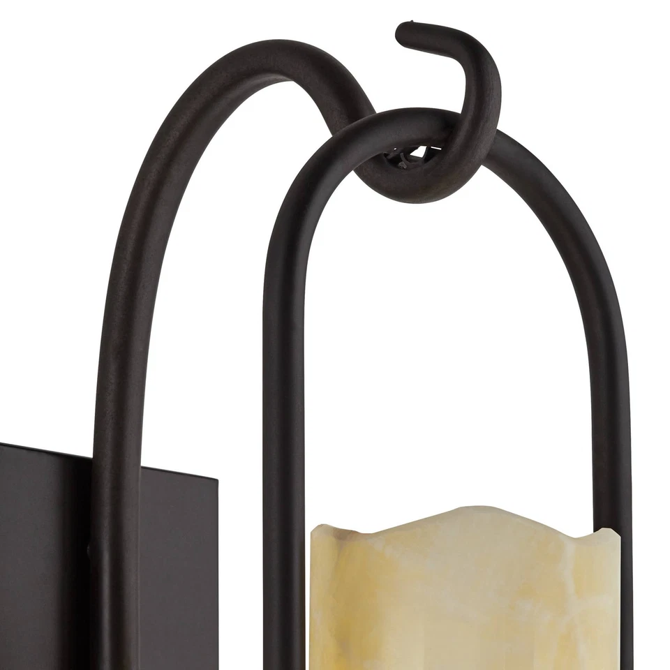 Juego de 2 apliques de pared Franklin Iron Rústico Onyx 14 1/2" imitación vela Foto 3 de 4