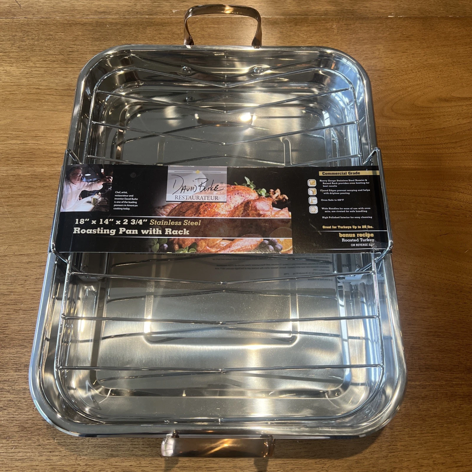David Burke Stainless Roasting Pan with V-Shaped Rack 18 X 14 X 2 3/4, New
Opens in a new window or