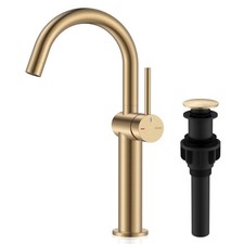 Champagne Bronze Vessel Sink Faucet, Single Handle Gold Tall Bathroom Faucet Sin