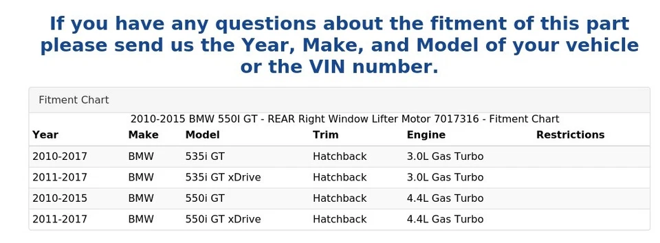 BMW 550I GT 2010-2015 - Motor elevalunas trasero derecho 7017316 Foto 4 de 4