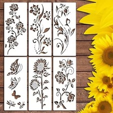 6 Pcs Largelower Stencils for Painting, 5.9 X 13.7 Inchlower Stencils for F