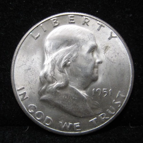 1951-S FRANKLIN HALF DOLLAR - 90% SILVER - UNCIRCULATED - BETTER DATE