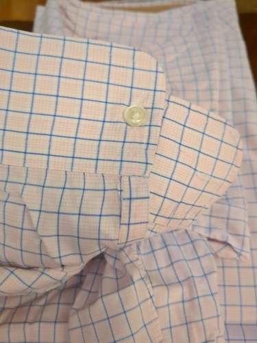 The Andover Shop Mens 15.5 - 33 (Large) Button Long Slve Cotton Blue & Pink - Picture 8 of 11