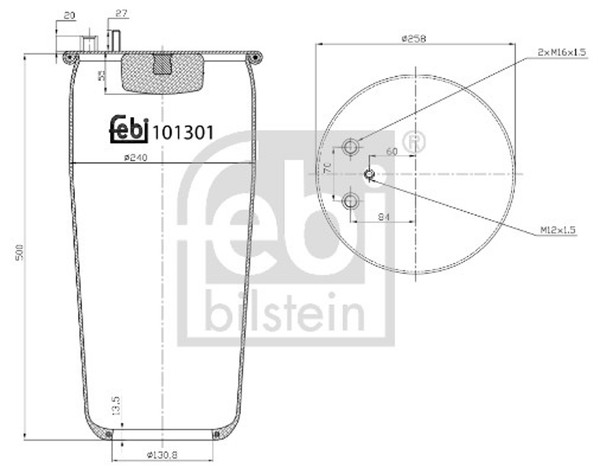 Febi Bilstein Federbalg Luftfederung 101301 FüR TGA TGX TGS MAN TGM 1 2 FOC-image