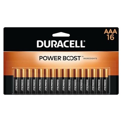 Duracell POWER BOOST Coppertop AAA Alkaline Batteries, Pack of 16 EXP