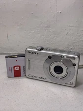 Sony Cyber-shot DSC-W70 7.2MP Digital Camera Silver Point Shoot Tested w/Batt