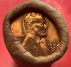 1954-S OBW ROLL 50 GEM BU+ RED LINCOLN WHEAT PENNIES IN BRANT SUNNYDALE CAL WRAP