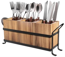 Portautensilios para fiestas con 3 compartimentos y asa portátil