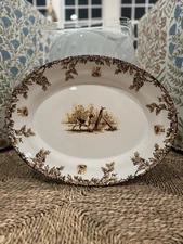C.E. Corey 18" serving turkey platter 'Aiken' fox hunt equestrian NEVER USED