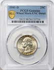 1941-D 25c Washington Silver Quarter PCGS UNC Details - Wheel Mark - Great Color