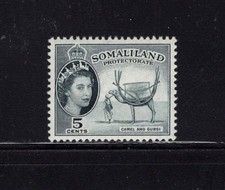 Somaliland Protectorate 1953 5c Camel with Gurgi Somali tent MH SG 137 Sc 128