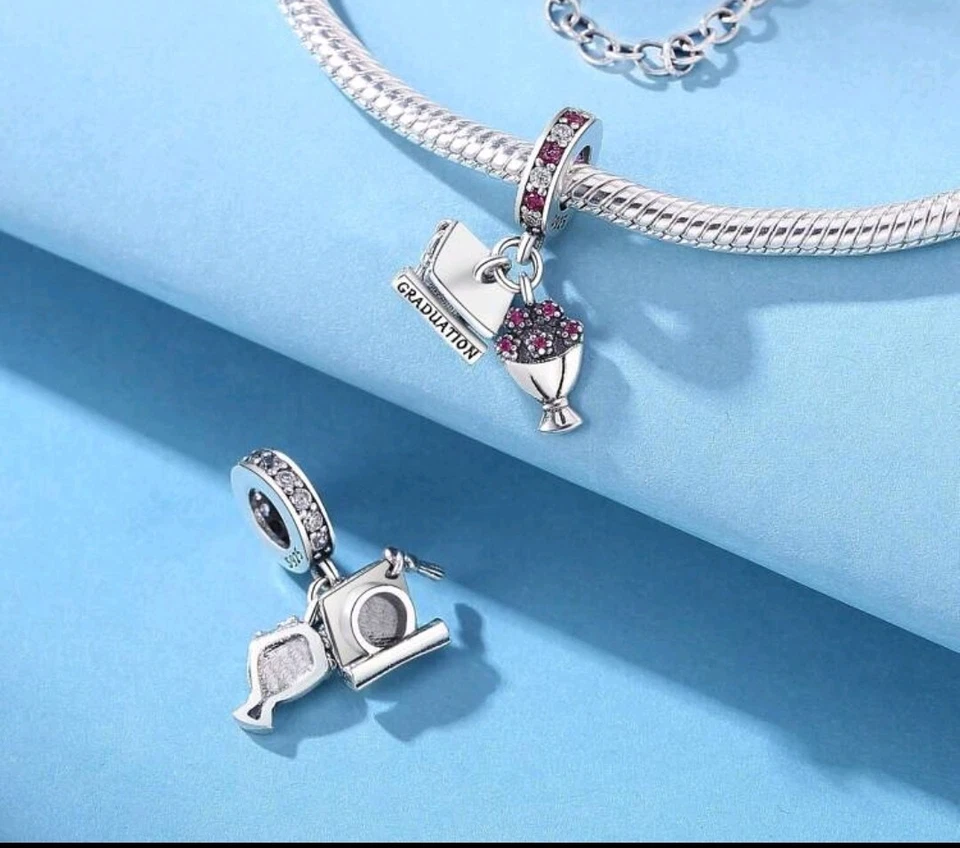 Charm Per Bracciale Laurea,regalo Laurea Charm, Charm Sterling Silver 925 - Immagine 2 di 3