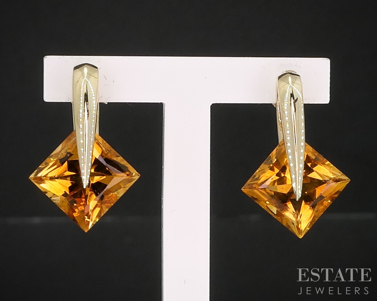 14k Yellow Gold EFFY Citrine Drop Earrings for Women 3.1g i19388b