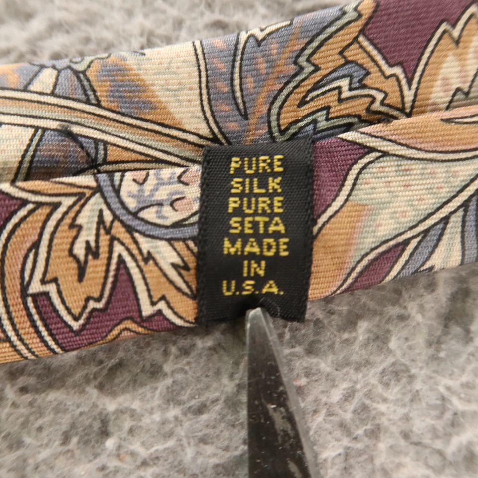 Corbata Bill Blass Azul Borgoña Floral 100% Seda Hecha en EE. UU. 3,75" Foto 4 de 4