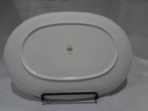 Noritake China Sandhurst - Plato para servir ovalado de 15" - Floral sobre banda azul - Imagen 5 de 7