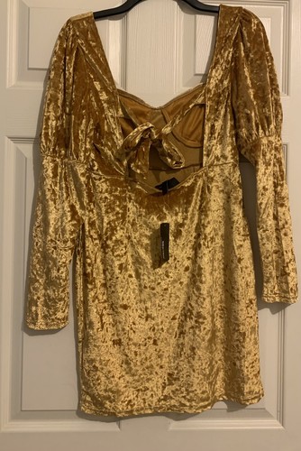 Suzanne Betro Gold Velvet Velour Sexy Party Cocktail Dress - Large - NEW NWT - 第 4/5 張圖片