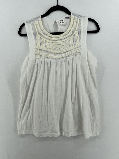 Akemi + Kin Otranto Womens Sm White Cotton Swing Embroidered Tank Anthropologie