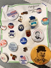 Political Buttons Pins Various 24 Pieces