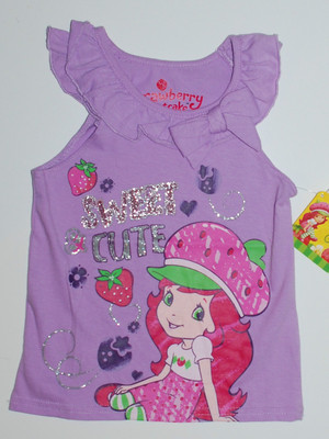 Emily Erdbeer~USA~Gr 80~T-Shirt ~Sommer~Mädchen~lila~Strawberry Shortcake~Neu