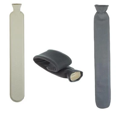 GESCHENKESTADL XL lange Wärmflasche Schlauch mit Bezug Grau Füllmenge 2L Wärmetherapie