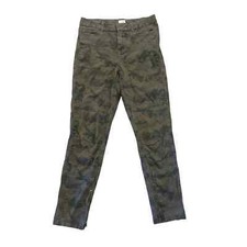 Women 2 Ecru Green Camouflage Camo Pants Zip Ankle Jogger Cotton Stretch 1755GT