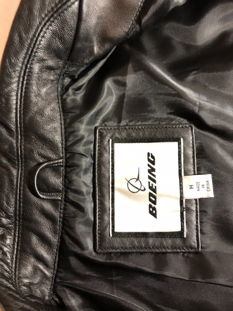 The Boeing Store Classic Black Leather Ladies Medium Mid-Length Jacket View 6