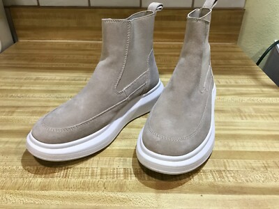 Nurture Womens High-Top Platform Sneakers Sz 7M Pull-On Atna Suede Beige