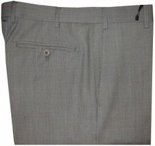  375 NEW ZANELLA PANTS 34 STRIATED GRAYISH TAUPE WEAVE SUPER 120 WOOL ITALY