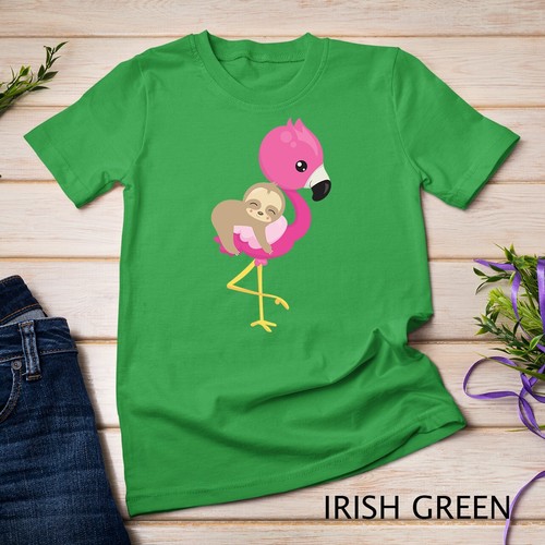 Linda camiseta unisex de verano de pájaro flamenco rosa perezoso - Imagen 6 de 15