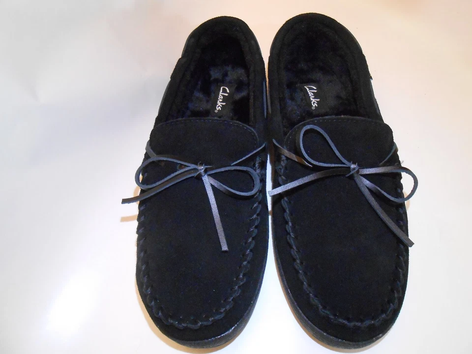 Clarks 22SH-011 Hombres Mocasín Gamuza Cuero Zapatillas Zapatos Piel Sintética 10M Negro Foto 3 de 4