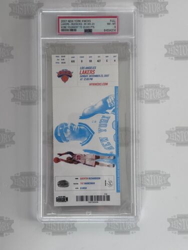 2007 Kobe Bryant Youngest to 20,000 Points Full Ticket PSA 8 Lakers Knicks 12/23