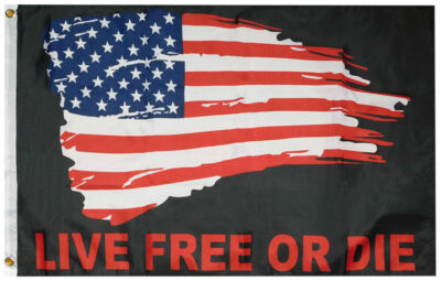 12x18 USA Live Free Or Die Black Premium 100D Woven Poly Nylon Boat Flag Banner