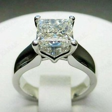 3 Ct Princess Cut Moissanite Solitaire Engagement Ring Real 925 Sterling Silver