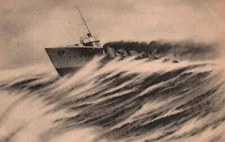 WWI Japanese Imperial Navy Cruiser Storm Rare Art Japan Antique Postcard - 7