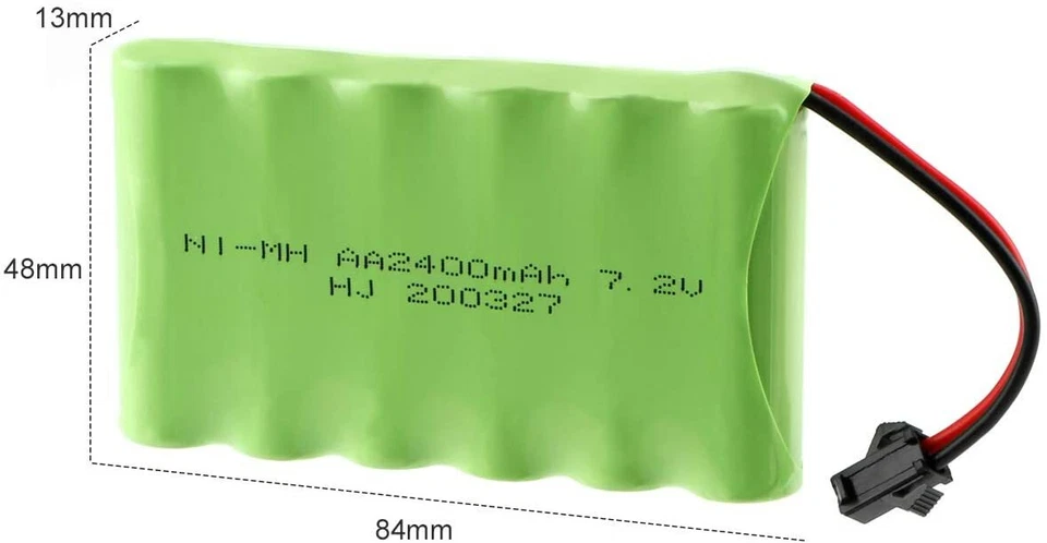 2400mAh 7,2V Batterie Pack Akku SM-2P Stecker mit USB Charger for RC Truck Auto  - Bild 2 von 4