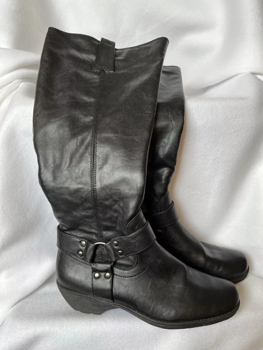 Black wide calf top boots size 6
