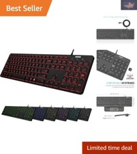 Backlit USB Wired Full Size Keyboard with Media Hotkey for PC and Laptop
