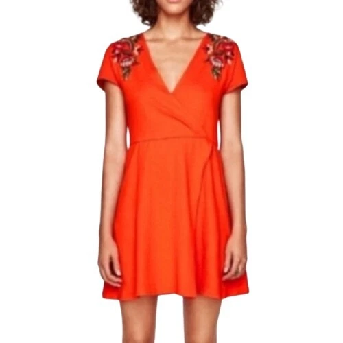Zara orange top wrap dress